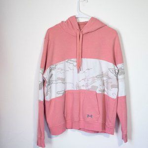Under Armour Hoodie Pull-Over Sweatshirt Pink w "Camo" Insert XL